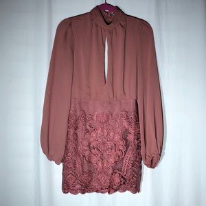 NWT SkyLar Rose - Maximilian Mock Neck Lace Dress